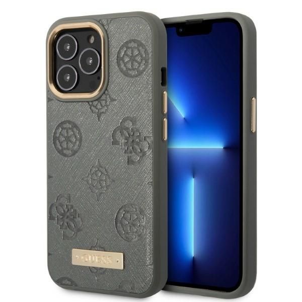 Coque Guess GUHMP13XSAPSTG iPhone 13 Pro Max 6,7" grey hardcase Peony Logo Plate MagSafe