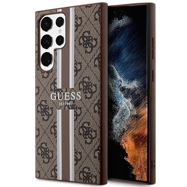 Coque Guess GUHCS23LP4RPSW S23 Ultra S918 brown hardcase 4G Printed Stripe