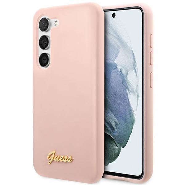Coque Guess GUHCS23MLSLMGPP S23+ S916 pink hardcase Silicone Script Metal Logo