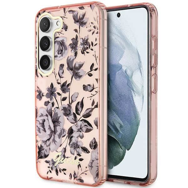 Coque Guess GUHCS23MHCFWSP S23+ S916 pink hardcase Flower Collection