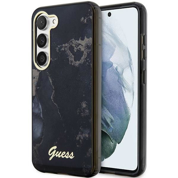 Coque Guess GUHCS23MHTMRSK S23+ S916 black hardcase Golden Marble Collection