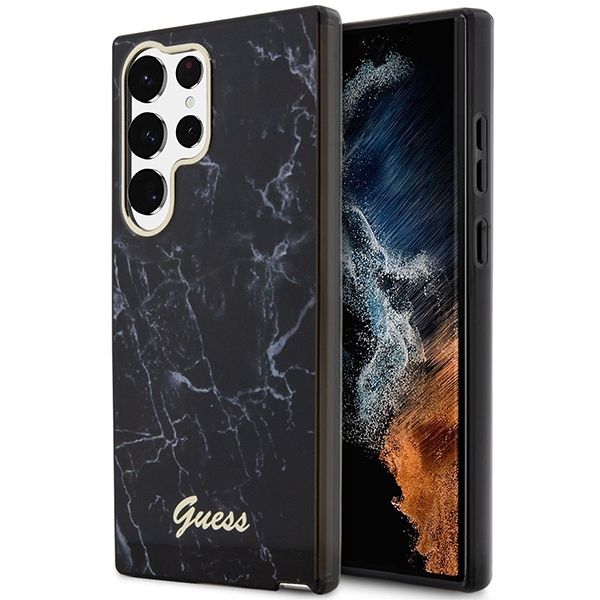Coque Guess GUHCS23LPCUMAK S23 Ultra S918 black hardcase Marble