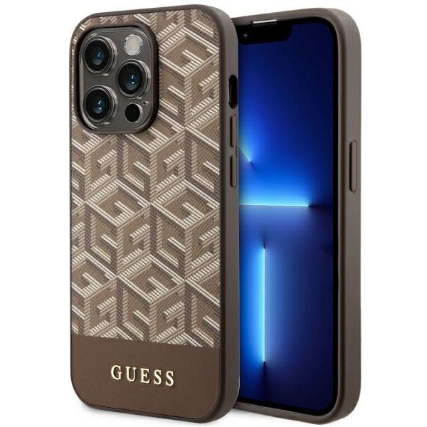 Coque Guess GUHMP14XHGCFSEW iPhone 14 Pro Max 6.7" brown hard case GCube Stripes MagSafe
