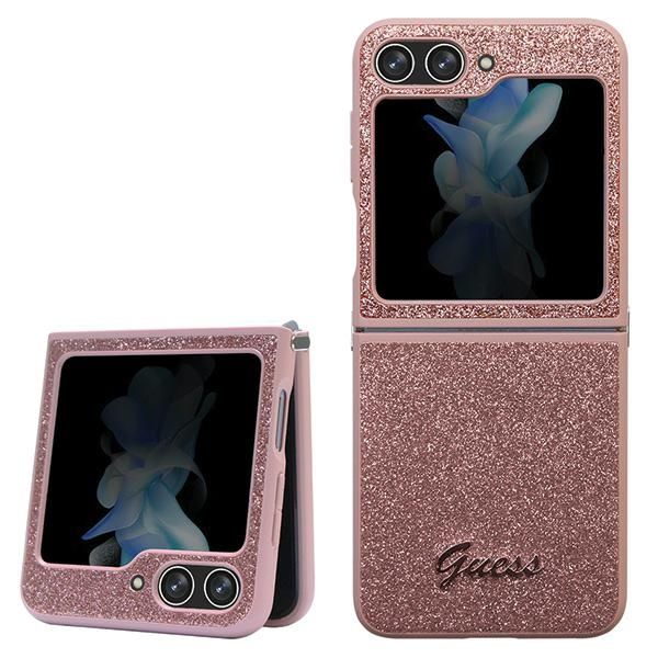 Coque Guess GUHCZF5HGGSHP F731 Z Flip5 pink hardcase Glitter Script