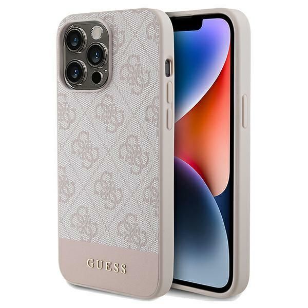 Coque Guess GUHCP15XG4GLPI iPhone 15 Pro Max 6.7" pink hard case 4G Stripe Collection