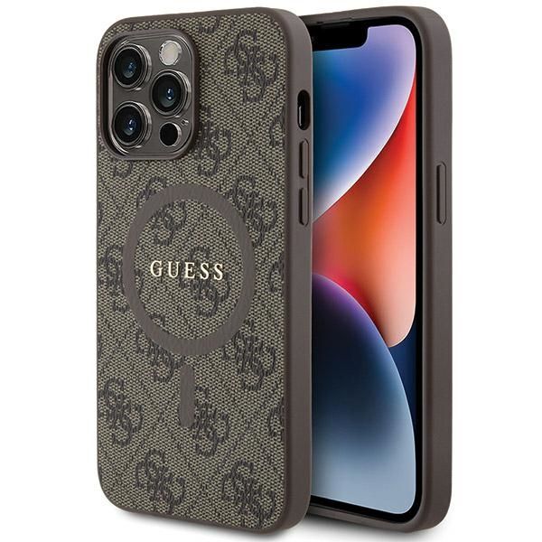 Coque Guess GUHMP13XG4GFRW iPhone 13 Pro Max 6.7" brown hardcase 4G Collection Leather Metal Logo MagSafe