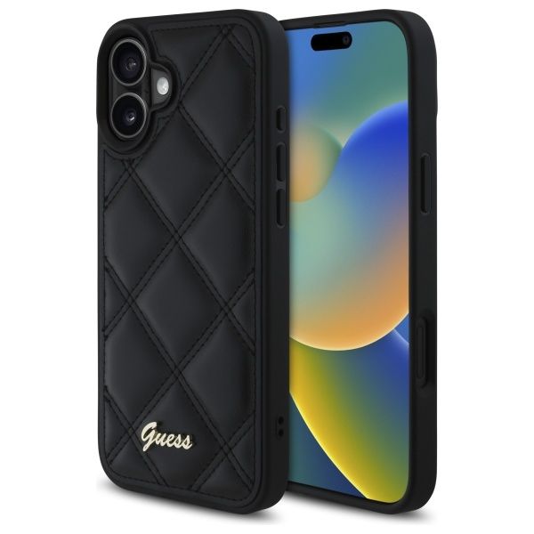 Case Guess GUHCP16MPSQSQSK iPhone 16 Plus 6.7" black hardcase Quilted Metal Logo