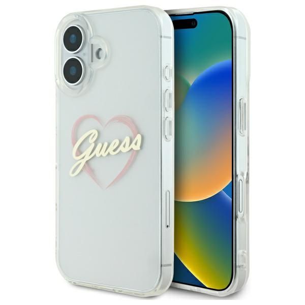 Case Guess GUHCP16SHCHGSPT iPhone 16 6.1" transparent hardcase IML Heart