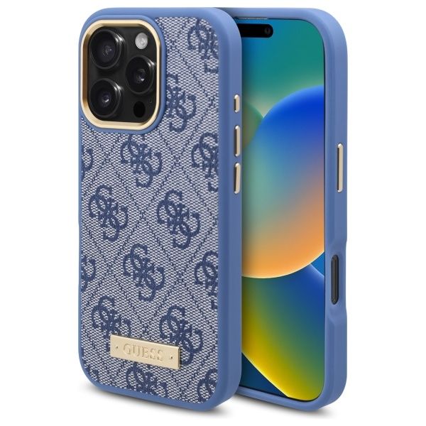 Coque Guess GUHMP16XU4GPRB iPhone 16 Pro Max 6.9" blue hardcase 4G Logo Plate MagSafe