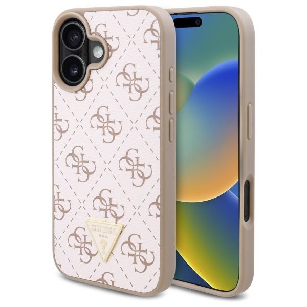 Coque Guess GUHCP16SPG4GPH iPhone 16 6.1" white hardcase New 4G Triangle
