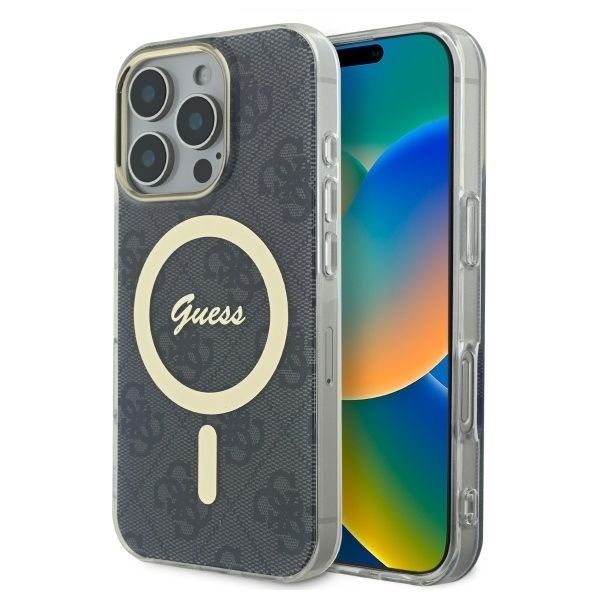Coque Guess GUHMP16LH4STK iPhone 16 Pro 6.3" black hardcase IML 4G MagSafe