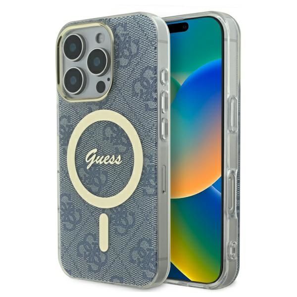 Coque Guess GUHMP16LH4STB iPhone 16 Pro 6.3" blue hardcase IML 4G MagSafe