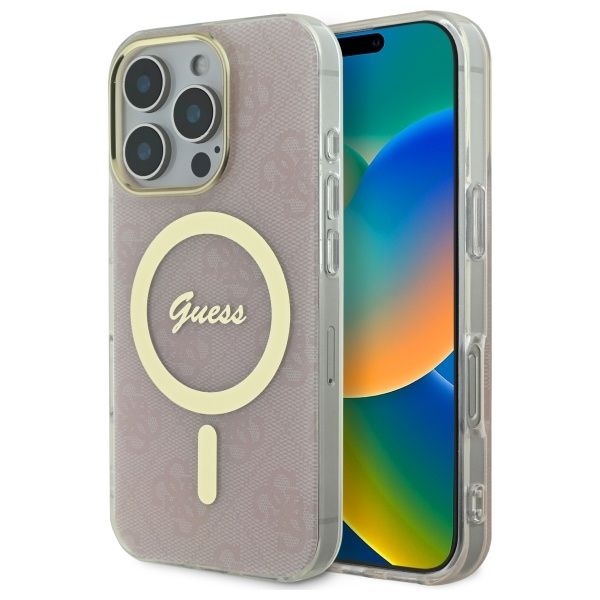 Coque Guess GUHMP16LH4STP iPhone 16 Pro 6.3" pink hardcase IML 4G MagSafe