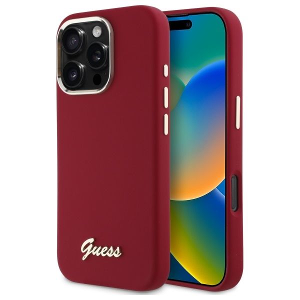 Coque Guess GUHCP16XSMBSLM iPhone 16 Pro Max 6.9" magenta hardcase Silicone Script Metal Logo