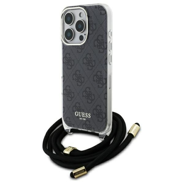 Case Guess GUHCP16XHC4SEK iPhone 16 Pro Max 6.9" black hardcase Crossbody Cord 4G Print