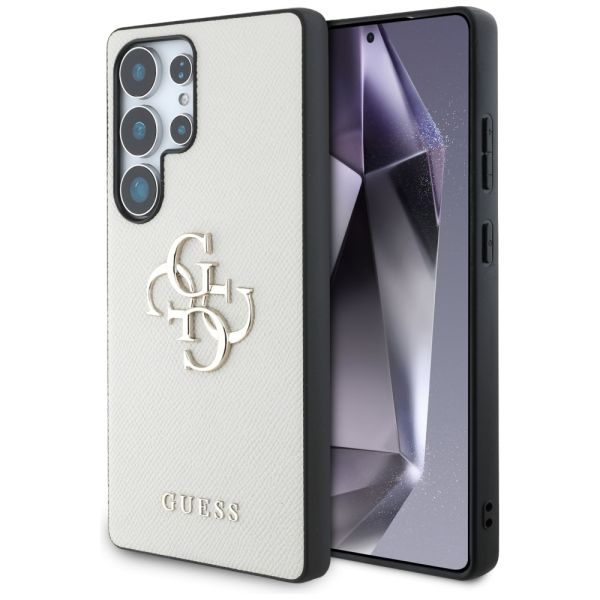 Coque Guess Grained Big 4G Logo Small Classic Logo to Samsung Galaxy S25 Ultra beige