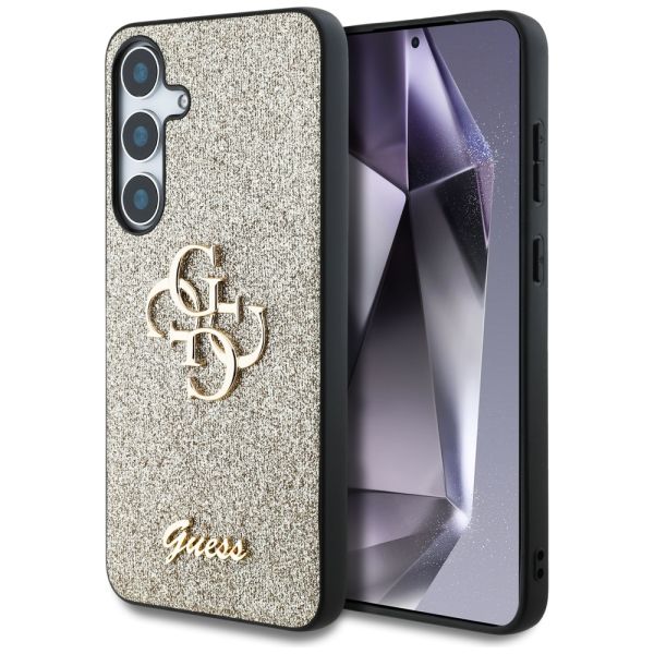 Coque Guess Fixed Glitter Big 4G Metal Logo to Samsung Galaxy S25 Plus gold