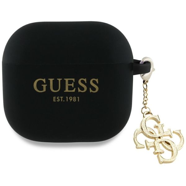 Coque Guess GUA4LECG4K AirPods 4 cover black Silicone 4G Charm
