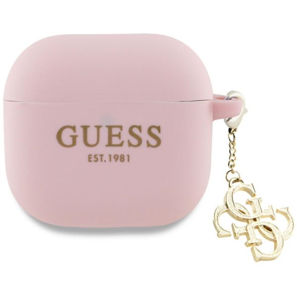 Coque Guess GUA4LECG4P AirPods 4 cover pink Silicone 4G Charm