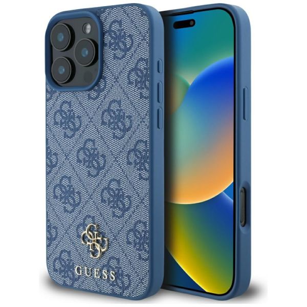 Coque Guess HC PU 4G Small 4G and Classic for iPhone 16 Pro Max MagSafe blue