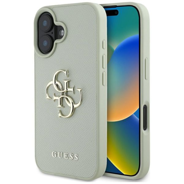 Coque Guess Grained Big 4G Logo Small Classic Logo for iPhone 16 green