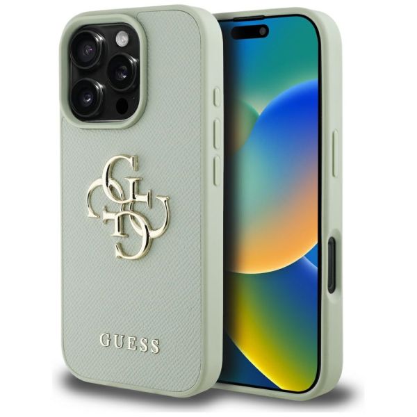 Coque Guess Grained Big 4G Logo Small Classic Logo for iPhone 16 Pro green