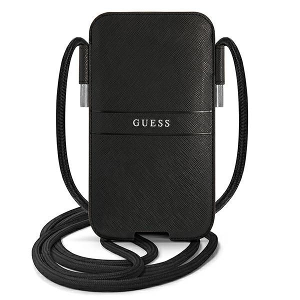 Pochette Guess GUPHLPSASBBK 6,7" noir Saffiano Strap