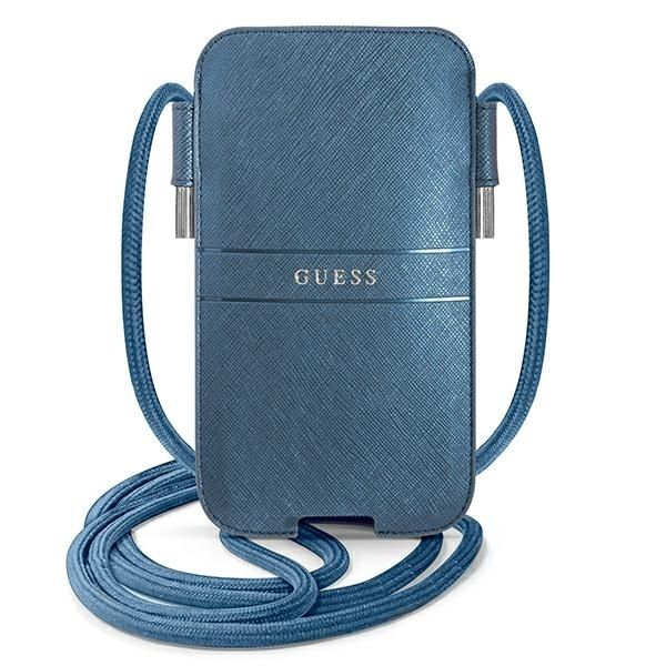Pochette Guess GUPHLPSASBBL 6,7" bleu Saffiano Strap