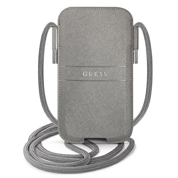 Pochette Guess GUPHLPSASBGR 6,7" gris Saffiano Strap