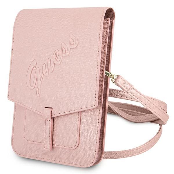 Pochette Guess GUWBRSAVSPI rose Saffiano Script