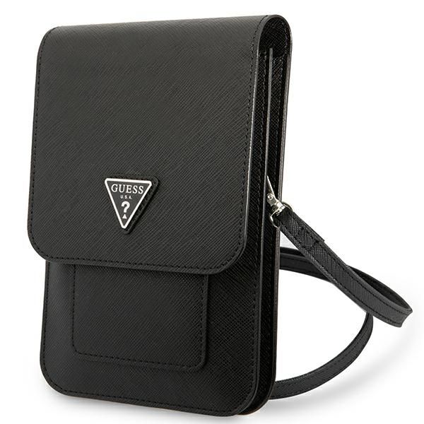 Pochette Guess GUWBSATMBK noir Saffiano Triangle