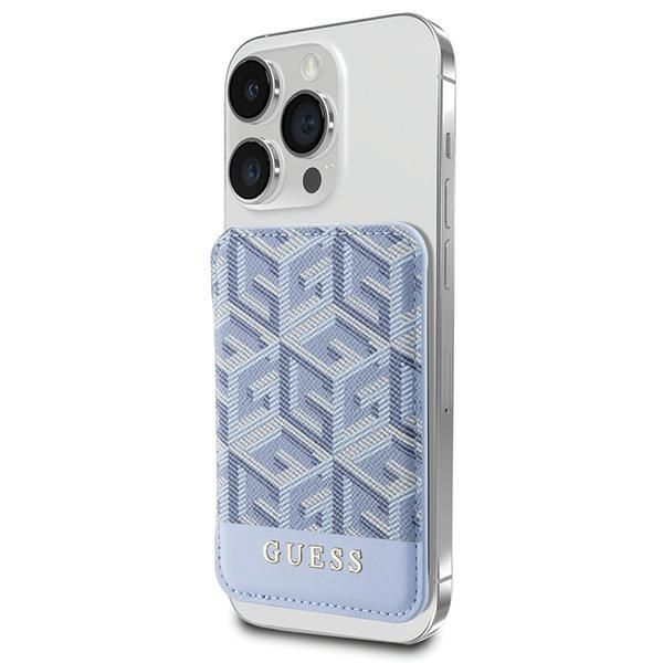 Portefeuille Guess GUWMSHGCFSEB MagSafe GCube stripe bleu