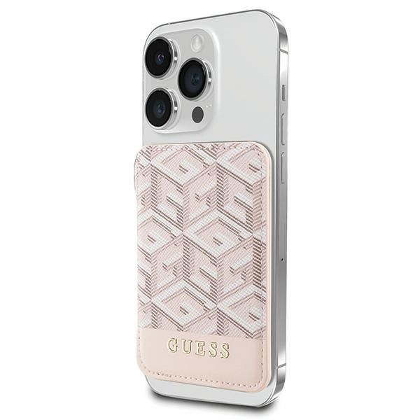 Portefeuille Guess GUWMSHGCFSEP MagSafe GCube stripe rose