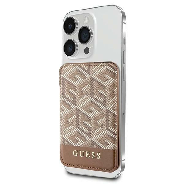Portefeuille Guess GUWMSHGCFSEW MagSafe GCube stripe marron