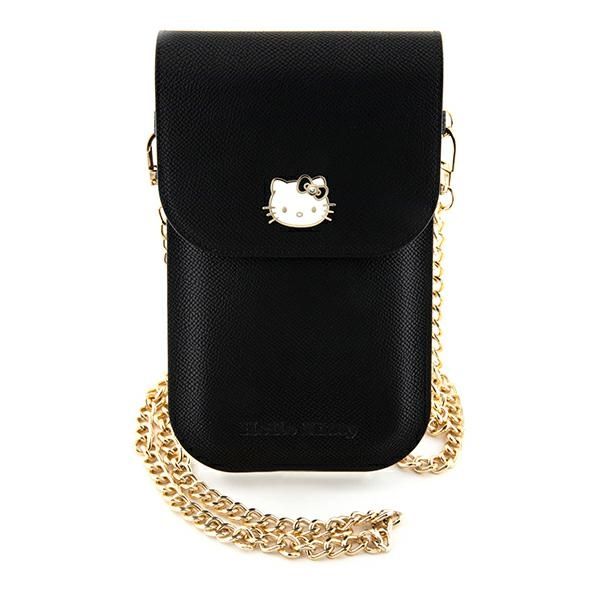 Pochette Hello Kitty HKOWBPGHDLMK noir Leather Metal Logo Chain