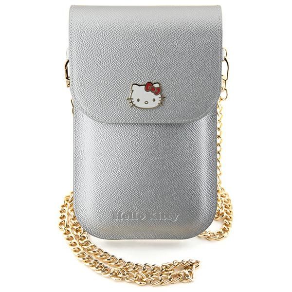 Pochette Hello Kitty HKOWBPGHDLMS argent Leather Metal Logo Chain