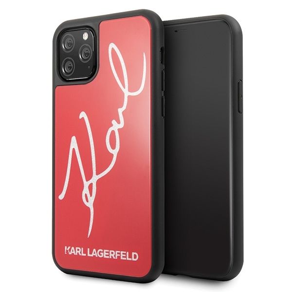 Coque Karl Lagerfeld KLHCN65DLKSRE iPhone 11 Pro Max red hard case Signature Glitter