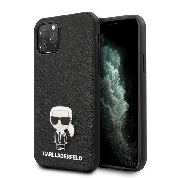 Coque Karl Lagerfeld KLHCN65IKFBMBK iPhone 11 Pro Max hardcase black Saffiano Ikonik Metal