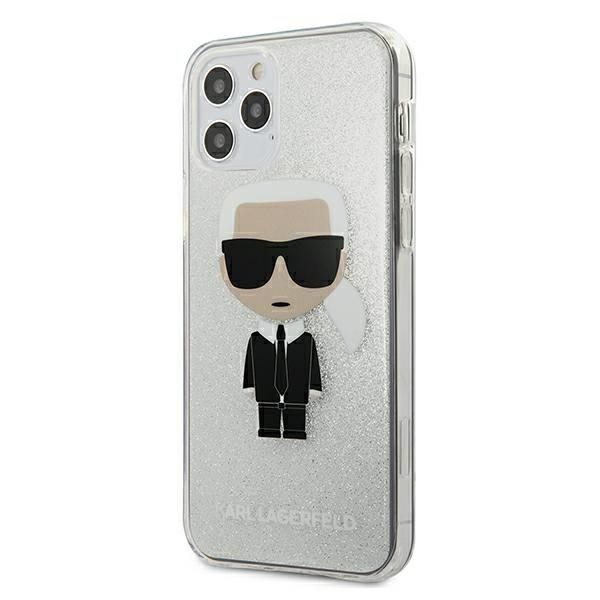 Coque Karl Lagerfeld KLHCP12LPCUTRIKSL iPhone 12 Pro Max 6,7" silver hardcase Glitter Ikonik Karl