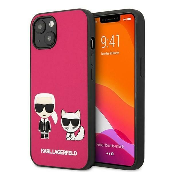 Coque Karl Lagerfeld KLHCP13MPCUSKCP iPhone 13 / 14 / 15 6,1" fuchsia hardcase Ikonik Karl & Choupette