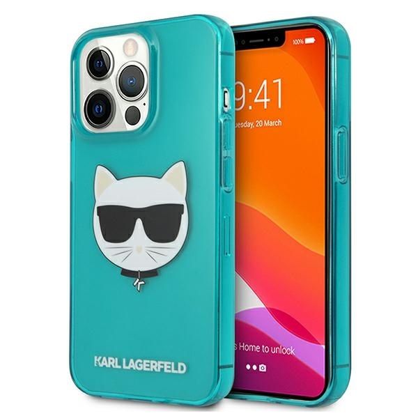 Coque Karl Lagerfeld KLHCP13XCHTRB iPhone 13 Pro Max 6,7" blue hardcase Glitter Choupette Fluo