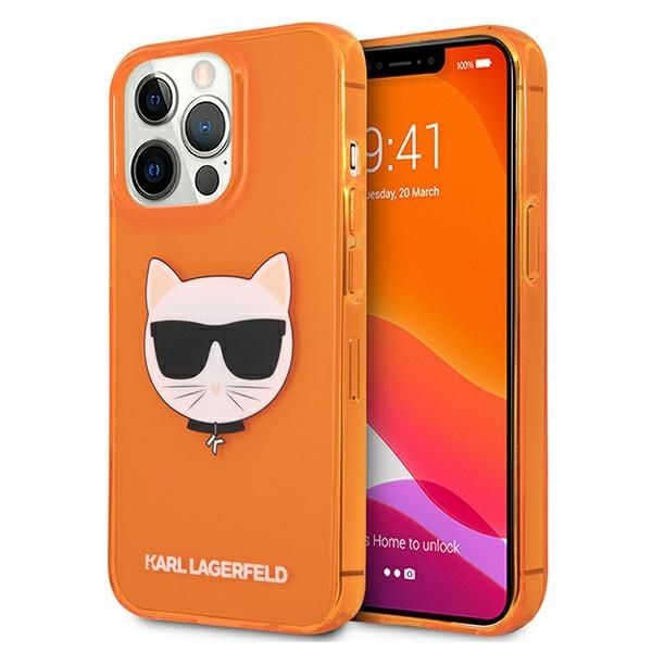 Coque Karl Lagerfeld KLHCP13XCHTRO iPhone 13 Pro Max 6,7" orange hardcase Glitter Choupette Fluo