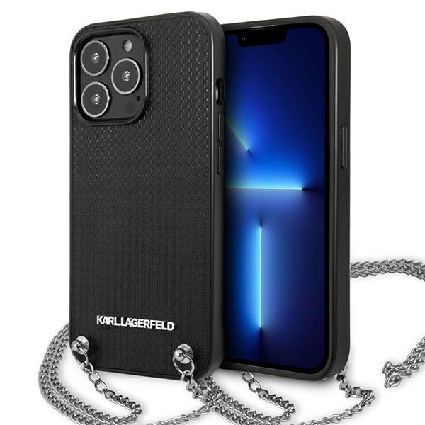 Coque Karl Lagerfeld KLHCP13XPMK iPhone 13 Pro Max 6,7" hardcase black Leather Textured and Chain