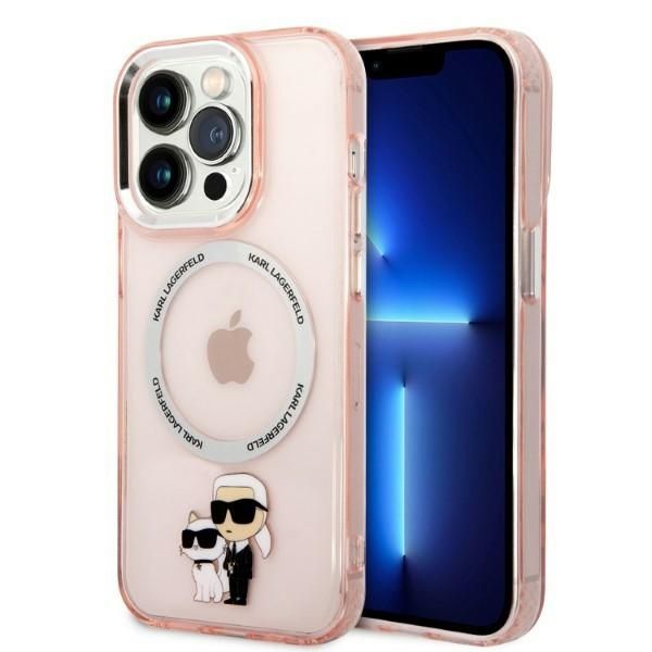 Coque Karl Lagerfeld KLHMP14XHNKCIP iPhone 14 Pro Max 6,7" hardcase pink Iconic Karl&Choupette Magsafe