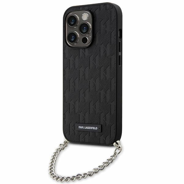 Coque Karl Lagerfeld KLHCP14XSACKLHPK iPhone 14 Pro Max 6.7" black hardcase Saffiano Monogram Chain