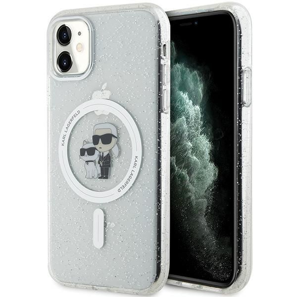 Coque Karl Lagerfeld KLHMN61HGKCNOT iPhone 11 / Xr 6.1" transparent hardcase Karl&Choupette Glitter MagSafe