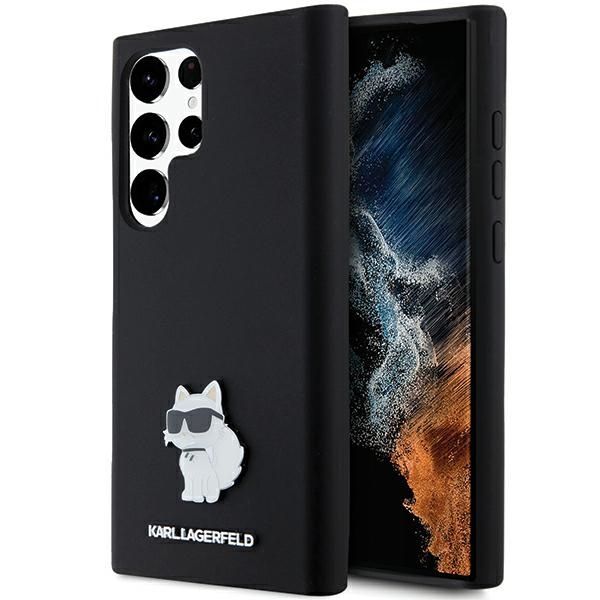 Coque Karl Lagerfeld KLHCS23LSMHCNPK S23 Ultra S918 black hardcase Silicone Choupette Metal Pin