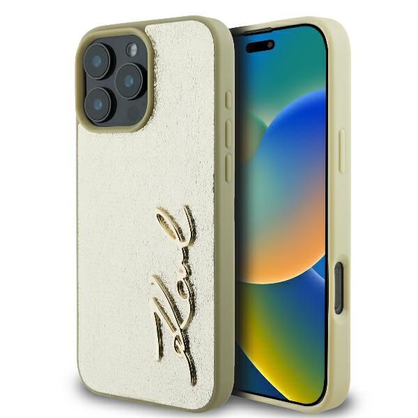 Coque Karl Lagerfeld KLHCP16LPFMFBKMD iPhone 16 Pro 6.3" gold hardcase Metal Signature