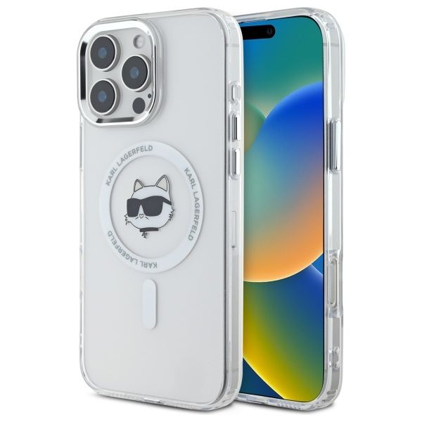 Coque Karl Lagerfeld KLHMP16LHLSCHH iPhone 16 Pro 6.3" white hardcase IML Metal Choupette Head MagSafe