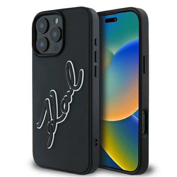 Coque Karl Lagerfeld KLHCP16L3DRKSDLK iPhone 16 Pro 6.3" black hardcase 3D Rubber Bicolor Signature